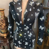 Sparkly Sequins Rhinestones Big Sleeves Black Jacket Sexy Singer Dancer Nightclub Jazz Dance Costume Performance Show Stage Wear