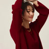 Rollkragenpullover 100% Kaschmir Pullover Damen lose verdickend Anti-Aging Nische Vintage Roter Rundhals-Pullover Damen Langarm