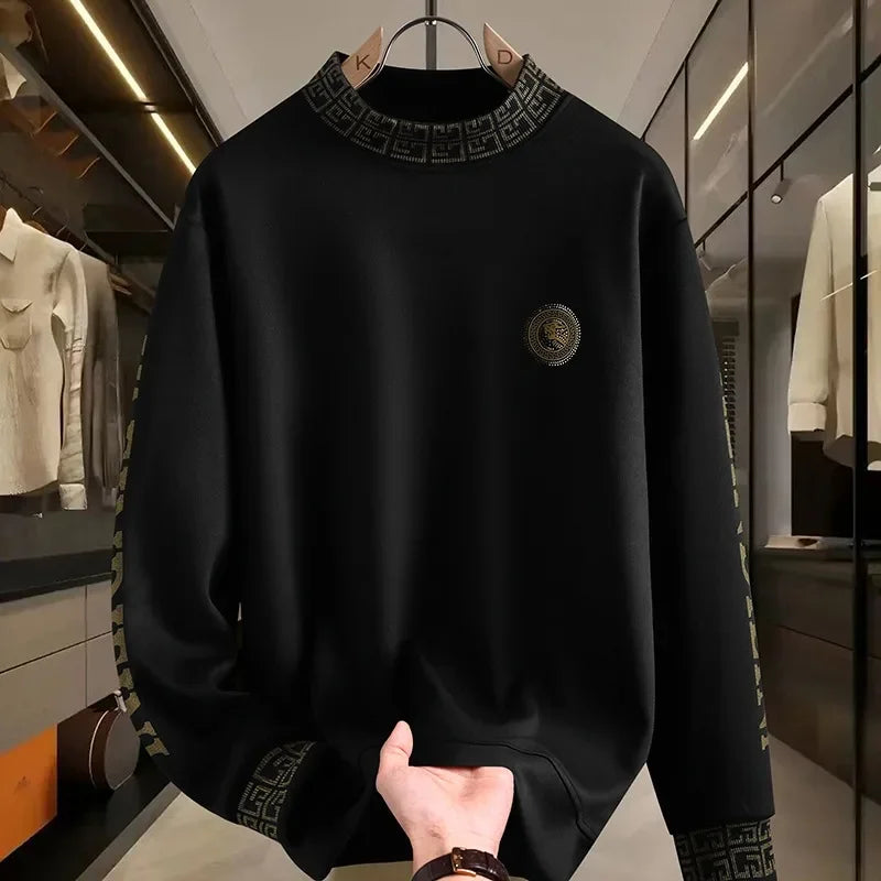 Fashion Hip Hop Halbhoher Kragen Sweatshirts Luxus-Druck Mode Vielseitiger Pullover Hoodie Soziale Nachtclub Herrenbekleidung