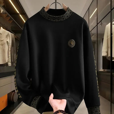 Fashion Hip Hop Halbhoher Kragen Sweatshirts Luxus-Druck Mode Vielseitiger Pullover Hoodie Soziale Nachtclub Herrenbekleidung