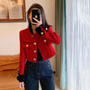 Fashion Stitching Tweed Short Jacket Women Autumn Winter Elegant Office Lady Coat Y2K Korean O Neck Single Breasted Crop Outwear