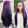 AIMEYA Dark Purple Wig Long Silky Straight Synthetic Lace Front Wig Natural Hairline Daily Wear Cosplay Purple Lace Front Wig