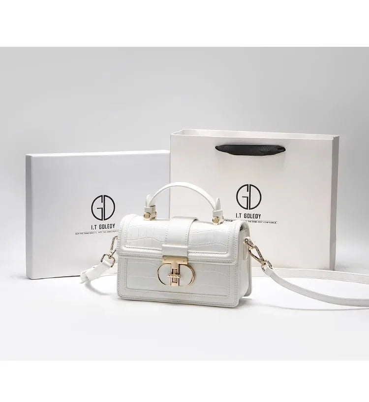 Luxuriöse Designer-Taschen mit hochwertigem Alligator-Prägeleder und zartem Metalldesign, tragbare Umhängetasche für Damen