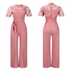 Mlaiscsr Elegant White Jumpsuits with Sashes Club Outfit for Women Lace Patchwork Short Sleeve Birthday Party One Piece Rompers