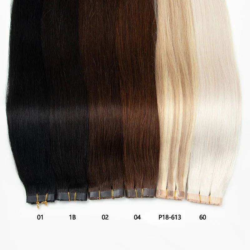 Invisible Hole Flat Pu Tape Human Hair Twin Tabs 25cm Long Tape PU Weft Real Human Hair No Glue Microlink Application 40-50g