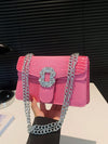 Crocodile Embossed Shoulder Bags For Women Flap PU Leather Fashion Rhinestone Decor Small Square Crossbody Bag Designer Handbag