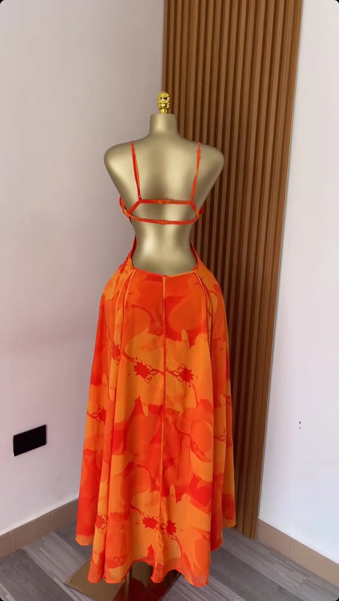 CM.YAYA Damen Blumenmuster Trägerloser Rückenfreier BH Vorne Großes Swing Maxi Langes Kleid 2025 Vintage Sexy Club Party Abendkleider