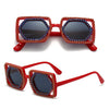 Quadratische Luxus Diamanten Sonnenbrille Damen Punk Mode Strass Sonnenbrille Weiblich Glänzend Sexy Gelbe Linse Brille Schatten Handgemacht