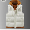 Unisex Fashion Hooded Vests Jacket Sleeveless Vest Autumn Thermal Soft Vests Casual Coats Male Cotton Men's Vest Men Thicken