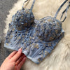 French Ladies Transparent Mesh Corset Sexy Shaper Thin Bra Set Night Club Sweet Cropped Top Girls Hot Bra and Panties Bralette