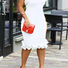 Women Elegant Ruffle Evening Dress Solid Selvedge High Waist Party Club Wedding Birthday Cocktail Bodycon Midi Dresses