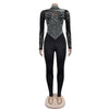 Elegant Women Jumpsuit Streetwear 2024 Spring Fashion Versatile Casual Solid Color Hot Diamond Long Sleeve Jump Suits for Female