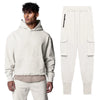 Men's Thick Cotton Training Sets Hoodie Casual Sports Pullover Hooded 2-piece Top with Pants Sweatshirts Gym Running Tracksuits