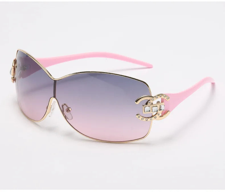 Neue Mode Y2K Sonnenbrille Damen Integrierte Surround Sonnenbrille Retro Designer Damen Brillen UV400 Oculos De Sol