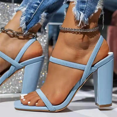 Schuhe für Damen, Übergröße 35-43, Sandalen, Pumps, Sommer, Mode, offene Zehen, hoher Absatz, Damen, schmaler Riemen, dicker Absatz, Party, Freizeitschuhe