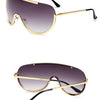 Metallische Oversized Punk Sonnenbrille Damen Semi-Randlose Schutzbrille Shield Lens Designer Große Sonnenbrille Damen Modeaccessoires