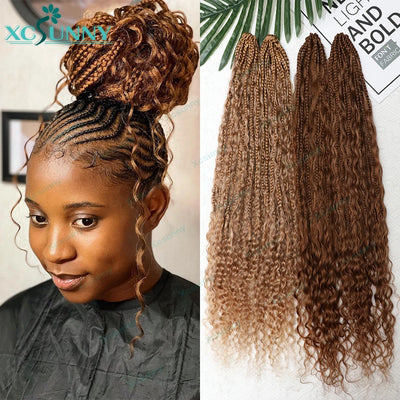 Crochet Braids Echthaar vorgeflochten Boho Box Braid Häkelzöpfe Echthaar vorgeflechtet mit lockigen Enden 100 Strähnen Farbe 30 27