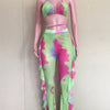 Bra+tassel Pants Suit  2 Piece Set Women Hot Pink Swimsuit Mesh Bathing Suit Sexy Matching Swimwear Viquinis Mujer 2022