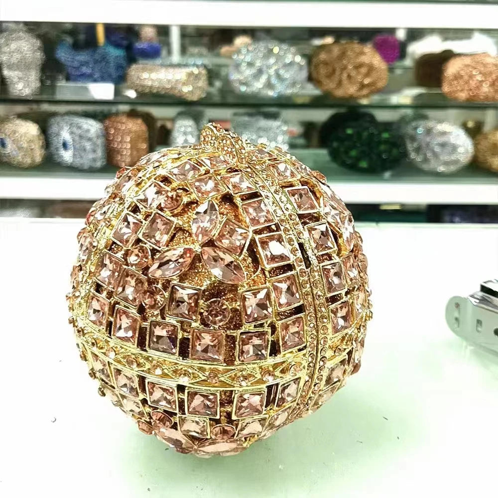 Women Multi Stones Clutch Purse Crystal Evening Bags Hard Case Metal Minaudiere Rhinestone Clutches Handbag Wedding Party Bags