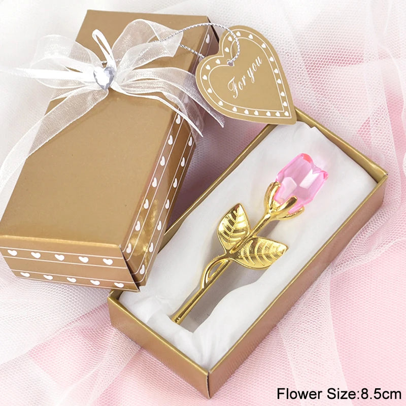 Valentinstag Geschenk Ich liebe dich Kristallbär Künstliche Rosenlehrer Muttertag Hochzeit Geburtstag Party Geschenke für Gäste