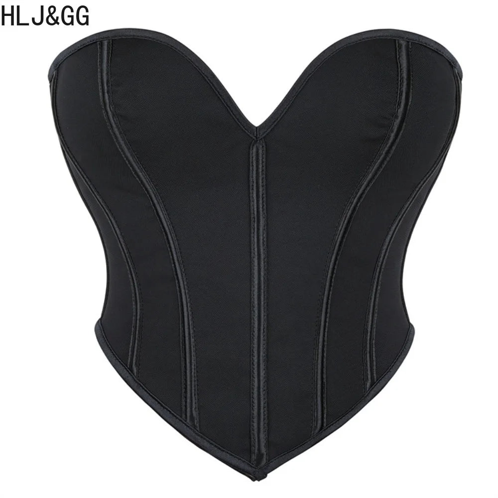 HLJ&GG Sexy Off Shoulder Corset Vest Two Piece Sets Women Sleeveless Backless Bandage Irregular Top + Sequin Mini Skirts Outfits