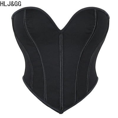 HLJ&GG Sexy Off Shoulder Corset Vest Two Piece Sets Women Sleeveless Backless Bandage Irregular Top + Sequin Mini Skirts Outfits