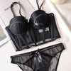 French Ladies Transparent Mesh Corset Sexy Shaper Thin Bra Set Night Club Sweet Cropped Top Girls Hot Bra and Panties Bralette
