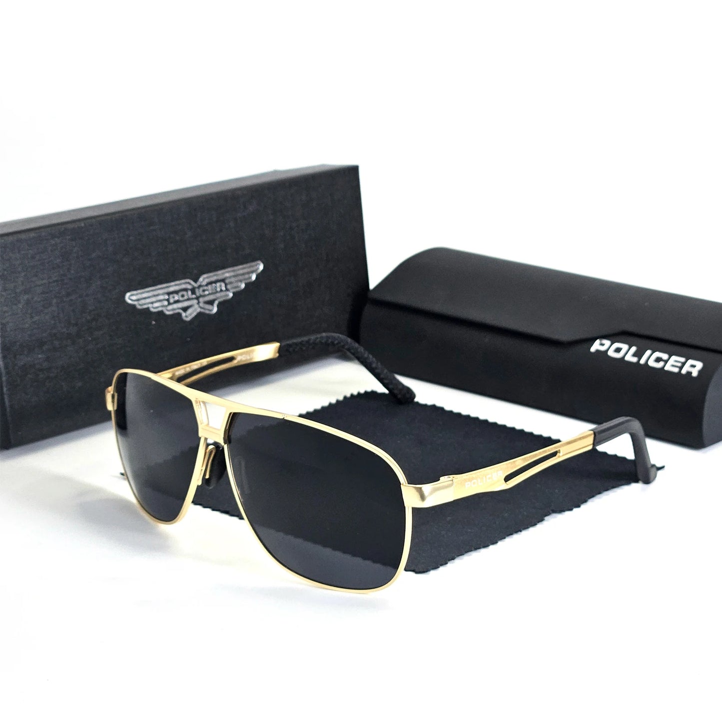 Policer Sunglasses for Men Polarized Sun Glasses Travel Eyewears Classic Pilot Goggle with UV 400 Protection Luxury brands