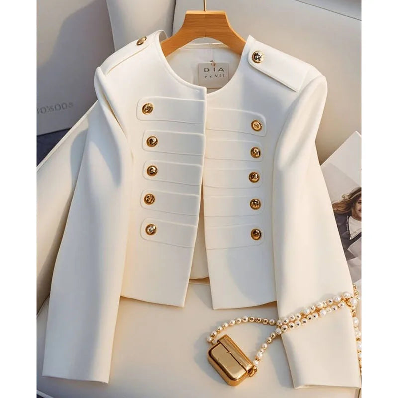 Korean Fashion Women's Jackets 2025 Autumn All-match New white Long Sleeve Temperament Top Lady Ladies Short Coat Outerwear