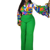 Wmstar Plus Size Two Piece Sets Wholesale Long Sleeve Print Top and Wide Leg Pants Matching Suit Fall Clothing Dropshopping