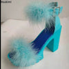 Neue Damen-Sommersandalen, grobabsätzige Pelzgummi-Sandalen, Plateau-Absätze, Mary Janes Schuhe, High Heels, Lederschuhe