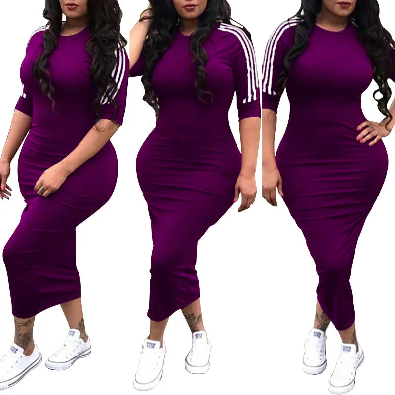 European and American women's fashion white stripe dress
