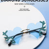 Randlose Sonnenbrille Damen Luxusmarke Strass Sonnenbrille Damen Niedliche Herzform Punk Party Brille очки від сонця женские
