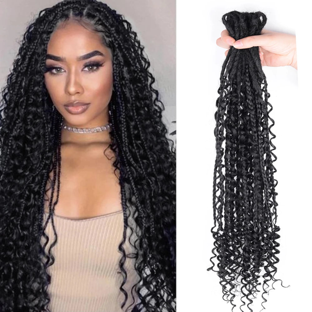 Handgemachte Dreadlocks Haarverlängerungen 24 Zoll Weiche Häkel-Dreadlocks Flechtfrisur Kunsthaar Faux Locs Flechtfrisur für Damen und Herren