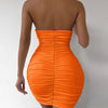Sexy tiefes V Abendparty Ärmelloses rückenfreies Kleid 2024 Sommer Kurzes Weißes Neckholder-Kleid Damen Enges Club Mini Kleid Clubwear