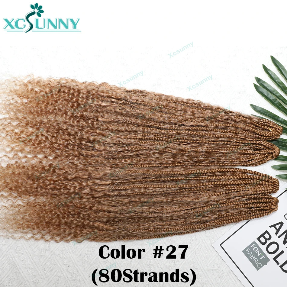 Crochet Braids Echthaar vorgeflochten Boho Box Braid Häkelzöpfe Echthaar vorgeflechtet mit lockigen Enden 100 Strähnen Farbe 30 27