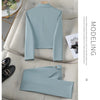 Solid Suits for Women 2024 Spring Fashion Office Ladies Long Sleeve Double Breasted Short Tops Chic Slim High Waisted Pant Suits