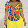 2025 Fashion Sexy Out T Shirt And Shorts 2 Piece Sets Women Outfit Summer Casual Loose Print T Shirts Two Piece Set For Women