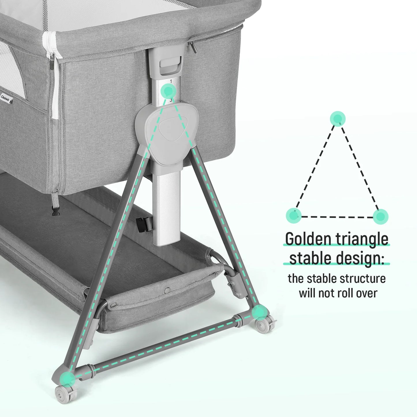 Stubenwagen für Babys, großes Volumen und mobil, mit Aufbewahrungskorb, Beistellbett für Babys von 0 bis 6 Monaten