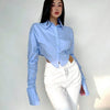 Zadily 2025 Summer Korean Style Long Sleeve White Shirt Women Sexy Button Ladies Crop Tops Blouse Street New In Female Clothing