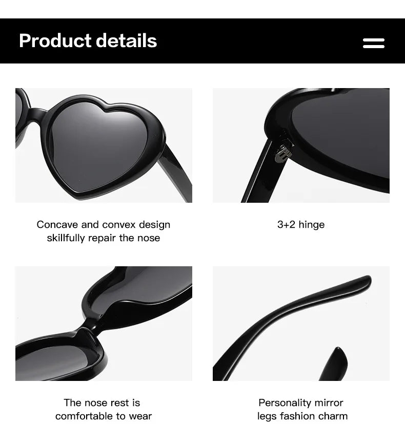 Neue herzförmige polarisierte Sonnenbrille für Damen, modisch, süß, Retro, Vintage, Verlaufs-Sonnenbrille, UV400-Schutz, Unisex-Brille