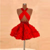 Red Short Cocktail Dresses Sexy V Neck Beads Sequins A Line Sexy Prom Dress 2025 Summer Graduation Homecoming Gowns