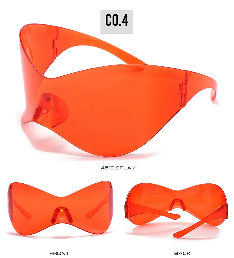 Oversized Futuristic Shield Sunglasses for Women Men Fashion Silver Mask Visor Sun Glasses Female Punk Y2K Eyeglasses
