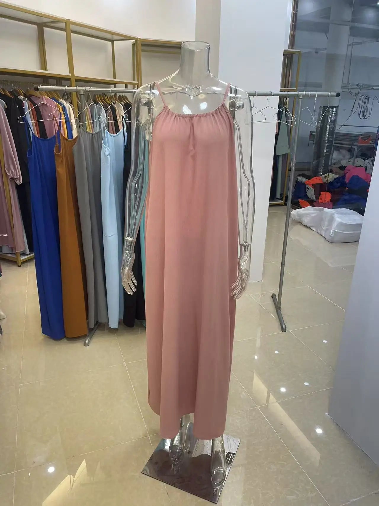 New Arrival Women's Strapless Backless Long Loose Home Dress Comfortable Sleepwear Casual Maxi Dress