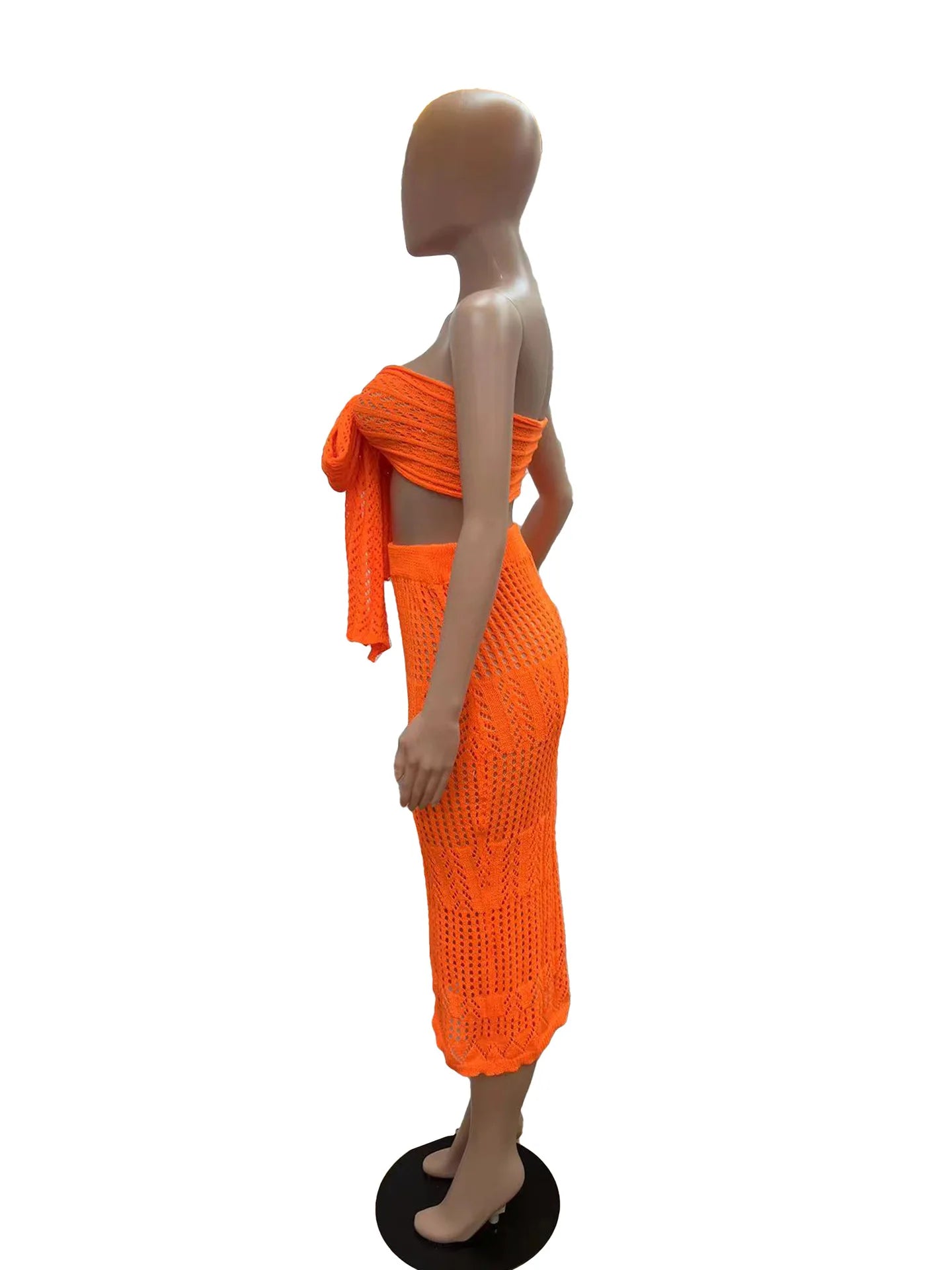 CM.YAYA Crochet Knitted Women's Sets Sleeveless Tops+ Skirts Suits 2024 Summer Two 2 Piece Set Outfit Beach Holiday Tracksuit