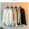 1pcs Woman Spring Autumn Satin Shirt Lady Long Sleeve Lapel Blouses Cardigans Elegance Sweet Casual Coats Girl Sunscreen Top