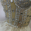 Stock 2025 Women Sexy Sparkly Rhinestone Mesh Feather Long Dress Elegant Evening Party Celebrate Birthday Performance Costume