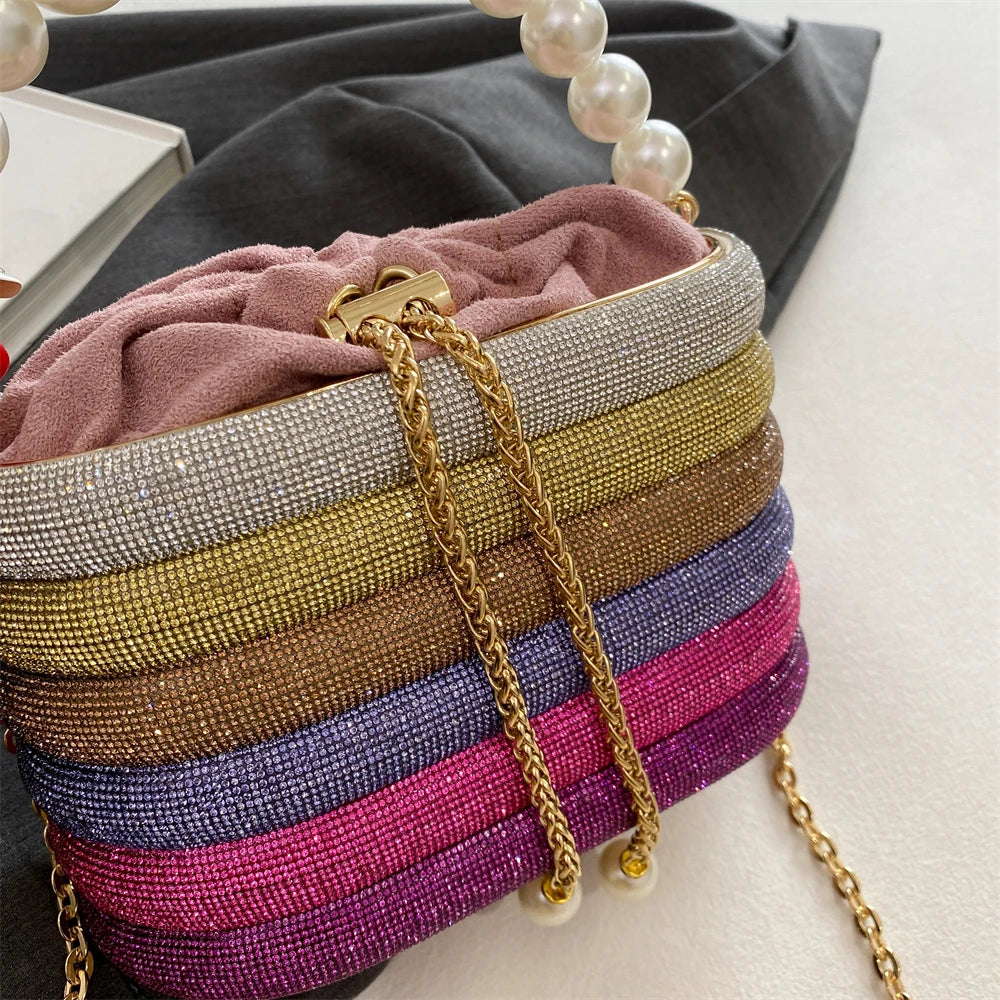 MOODS Luxury Evening Purses For Women Dazzling Pearl Beads Chain Crossbody Bag Dinner Party Clutch 2023 Luxury Designer Handbags