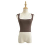 Woman Fashion Slim Solid Contrust Camis Casual Sleeveless Tanks Square Collar Crop Tops Clothing Streetwear Mujer 2024 Y2k
