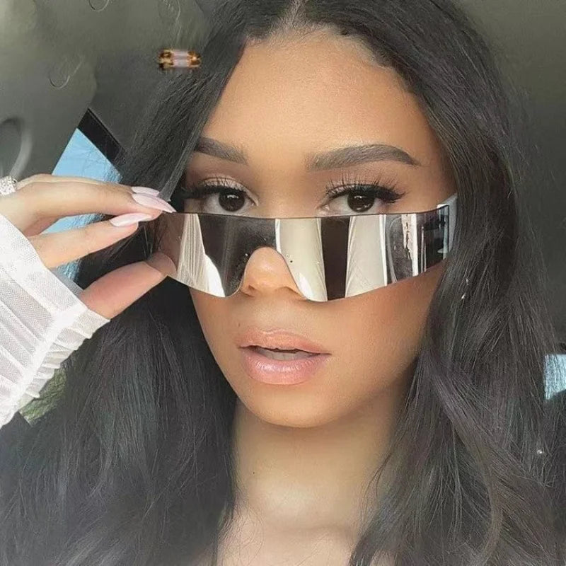 Neue Mode Bunte Sport-Sonnenbrillen Damen Cyberpunk Randlose Sonnenbrille Anti-UV Fahr-Sonnenbrille UV400 Oculos De Sol